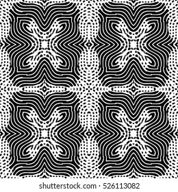 Seamless abstract monochrome engraving pattern. Texture for certificate or diploma, currency and money design. Single-leaf woodcut, xylography, printmaking. Vector Illustration