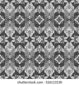 Seamless abstract monochrome engraving pattern. Texture for certificate or diploma, currency and money design. Single-leaf woodcut, xylography, printmaking. Vector Illustration