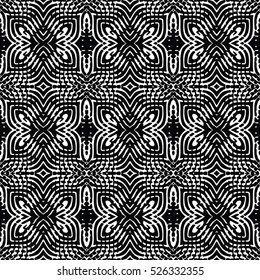 Seamless abstract monochrome engraving pattern. Texture for certificate or diploma, currency and money design. Single-leaf woodcut, xylography, printmaking. Vector Illustration
