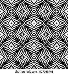 Seamless abstract monochrome engraving pattern. Texture for certificate or diploma, currency and money design. Single-leaf woodcut, xylography, printmaking. Vector Illustration