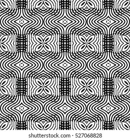 Seamless abstract monochrome engraving pattern. Texture for certificate or diploma, currency and money design. Single-leaf woodcut, xylography, printmaking. Vector Illustration