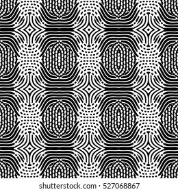 Seamless abstract monochrome engraving pattern. Texture for certificate or diploma, currency and money design. Single-leaf woodcut, xylography, printmaking. Vector Illustration