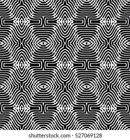 Seamless abstract monochrome engraving pattern. Texture for certificate or diploma, currency and money design. Single-leaf woodcut, xylography, printmaking. Vector Illustration