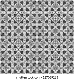 Seamless abstract monochrome engraving pattern. Texture for certificate or diploma, currency and money design. Single-leaf woodcut, xylography, printmaking. Vector Illustration