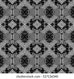 Seamless abstract monochrome engraving pattern. Texture for certificate or diploma, currency and money design. Single-leaf woodcut, xylography, printmaking. Vector Illustration