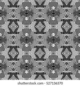 Seamless abstract monochrome engraving pattern. Texture for certificate or diploma, currency and money design. Single-leaf woodcut, xylography, printmaking. Vector Illustration
