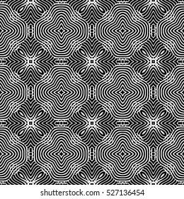 Seamless abstract monochrome engraving pattern. Texture for certificate or diploma, currency and money design. Single-leaf woodcut, xylography, printmaking. Vector Illustration