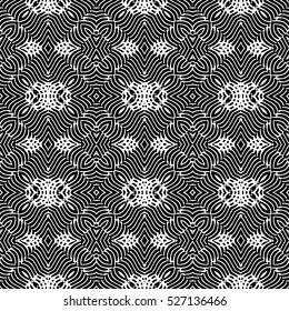 Seamless abstract monochrome engraving pattern. Texture for certificate or diploma, currency and money design. Single-leaf woodcut, xylography, printmaking. Vector Illustration