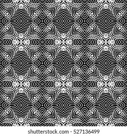 Seamless abstract monochrome engraving pattern. Texture for certificate or diploma, currency and money design. Single-leaf woodcut, xylography, printmaking. Vector Illustration