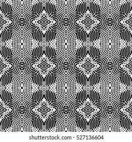 Seamless abstract monochrome engraving pattern. Texture for certificate or diploma, currency and money design. Single-leaf woodcut, xylography, printmaking. Vector Illustration