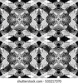 Seamless abstract monochrome engraving pattern. Texture for certificate or diploma, currency and money design. Single-leaf woodcut, xylography, printmaking. Vector Illustration