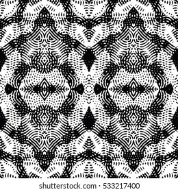 Seamless abstract monochrome engraving pattern. Texture for certificate or diploma, currency and money design. Single-leaf woodcut, xylography, printmaking. Vector Illustration