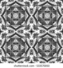 Seamless abstract monochrome engraving pattern. Texture for certificate or diploma, currency and money design. Single-leaf woodcut, xylography, printmaking. Vector Illustration