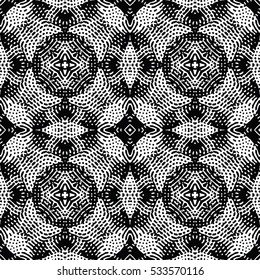 Seamless abstract monochrome engraving pattern. Texture for certificate or diploma, currency and money design. Single-leaf woodcut, xylography, printmaking. Vector Illustration
