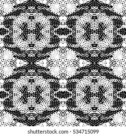 Seamless abstract monochrome engraving pattern. Texture for certificate or diploma, currency and money design. Single-leaf woodcut, xylography, printmaking. Vector Illustration