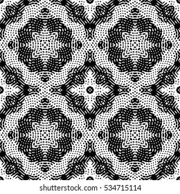 Seamless abstract monochrome engraving pattern. Texture for certificate or diploma, currency and money design. Single-leaf woodcut, xylography, printmaking. Vector Illustration