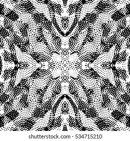 Seamless abstract monochrome engraving pattern. Texture for certificate or diploma, currency and money design. Single-leaf woodcut, xylography, printmaking. Vector Illustration