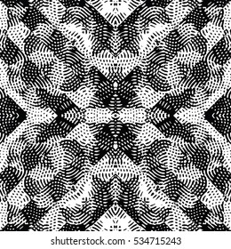 Seamless abstract monochrome engraving pattern. Texture for certificate or diploma, currency and money design. Single-leaf woodcut, xylography, printmaking. Vector Illustration