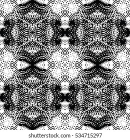 Seamless abstract monochrome engraving pattern. Texture for certificate or diploma, currency and money design. Single-leaf woodcut, xylography, printmaking. Vector Illustration