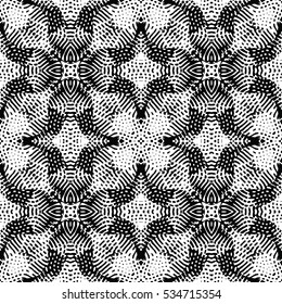 Seamless abstract monochrome engraving pattern. Texture for certificate or diploma, currency and money design. Single-leaf woodcut, xylography, printmaking. Vector Illustration