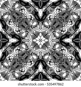 Seamless abstract monochrome engraving pattern. Texture for certificate or diploma, currency and money design. Single-leaf woodcut, xylography, printmaking. Vector Illustration