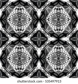 Seamless abstract monochrome engraving pattern. Texture for certificate or diploma, currency and money design. Single-leaf woodcut, xylography, printmaking. Vector Illustration