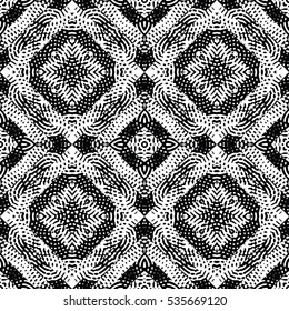 Seamless abstract monochrome engraving pattern. Texture for certificate or diploma, currency and money design. Single-leaf woodcut, xylography, printmaking. Vector Illustration