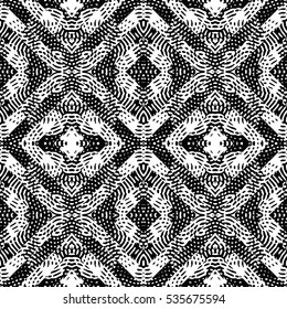 Seamless abstract monochrome engraving pattern. Texture for certificate or diploma, currency and money design. Single-leaf woodcut, xylography, printmaking. Vector Illustration