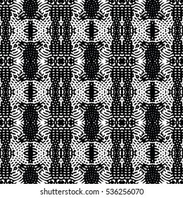 Seamless abstract monochrome engraving pattern. Texture for certificate or diploma, currency and money design. Single-leaf woodcut, xylography, printmaking. Vector Illustration