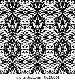 Seamless abstract monochrome engraving pattern. Texture for certificate or diploma, currency and money design. Single-leaf woodcut, xylography, printmaking. Vector Illustration