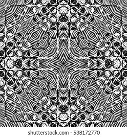 Seamless abstract monochrome engraving pattern. Texture for certificate or diploma, currency and money design. Single-leaf woodcut, xylography, printmaking. Vector Illustration