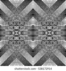 Seamless abstract monochrome engraving pattern. Texture for certificate or diploma, currency and money design. Single-leaf woodcut, xylography, printmaking. Vector Illustration