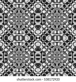 Seamless abstract monochrome engraving pattern. Texture for certificate or diploma, currency and money design. Single-leaf woodcut, xylography, printmaking. Vector Illustration