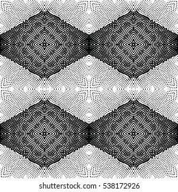 Seamless abstract monochrome engraving pattern. Texture for certificate or diploma, currency and money design. Single-leaf woodcut, xylography, printmaking. Vector Illustration