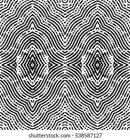 Seamless abstract monochrome engraving pattern. Texture for certificate or diploma, currency and money design. Single-leaf woodcut, xylography, printmaking. Vector Illustration