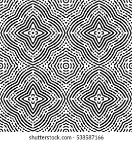 Seamless abstract monochrome engraving pattern. Texture for certificate or diploma, currency and money design. Single-leaf woodcut, xylography, printmaking. Vector Illustration