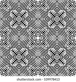 Seamless abstract monochrome engraving pattern. Texture for certificate or diploma, currency and money design. Single-leaf woodcut, xylography, printmaking. Vector Illustration