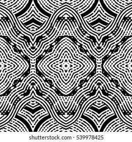 Seamless abstract monochrome engraving pattern. Texture for certificate or diploma, currency and money design. Single-leaf woodcut, xylography, printmaking. Vector Illustration