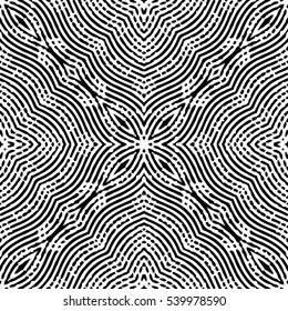 Seamless abstract monochrome engraving pattern. Texture for certificate or diploma, currency and money design. Single-leaf woodcut, xylography, printmaking. Vector Illustration
