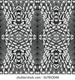 Seamless abstract monochrome engraving pattern. Texture for certificate or diploma, currency and money design. Single-leaf woodcut, xylography, printmaking. Vector Illustration