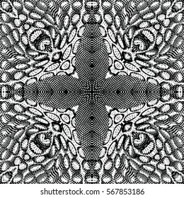 Seamless abstract monochrome engraving pattern. Texture for certificate or diploma, currency and money design. Single-leaf woodcut, xylography, printmaking. Vector Illustration