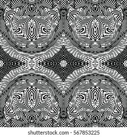 Seamless abstract monochrome engraving pattern. Texture for certificate or diploma, currency and money design. Single-leaf woodcut, xylography, printmaking. Vector Illustration