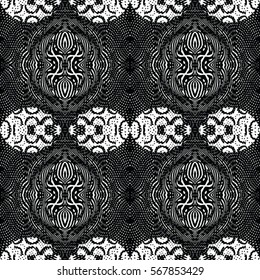 Seamless abstract monochrome engraving pattern. Texture for certificate or diploma, currency and money design. Single-leaf woodcut, xylography, printmaking. Vector Illustration