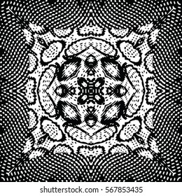 Seamless abstract monochrome engraving pattern. Texture for certificate or diploma, currency and money design. Single-leaf woodcut, xylography, printmaking. Vector Illustration