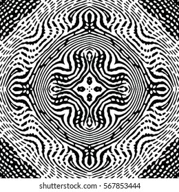 Seamless abstract monochrome engraving pattern. Texture for certificate or diploma, currency and money design. Single-leaf woodcut, xylography, printmaking. Vector Illustration