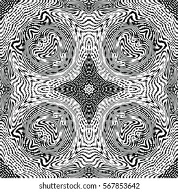 Seamless abstract monochrome engraving pattern. Texture for certificate or diploma, currency and money design. Single-leaf woodcut, xylography, printmaking. Vector Illustration