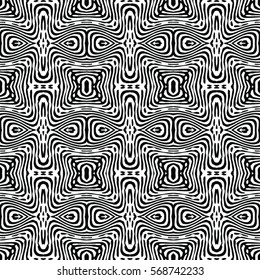Seamless abstract monochrome engraving pattern. Texture for certificate or diploma, currency and money design. Single-leaf woodcut, xylography, printmaking. Vector Illustration