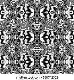 Seamless abstract monochrome engraving pattern. Texture for certificate or diploma, currency and money design. Single-leaf woodcut, xylography, printmaking. Vector Illustration