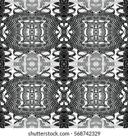 Seamless abstract monochrome engraving pattern. Texture for certificate or diploma, currency and money design. Single-leaf woodcut, xylography, printmaking. Vector Illustration