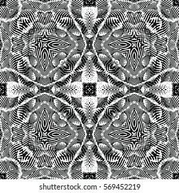 Seamless abstract monochrome engraving pattern. Texture for certificate or diploma, currency and money design. Single-leaf woodcut, xylography, printmaking. Vector Illustration
